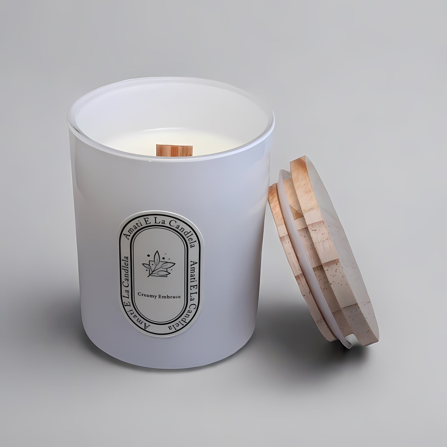 Creamy Embrace Candle | Ceramic Jar Candle |Wood Wick