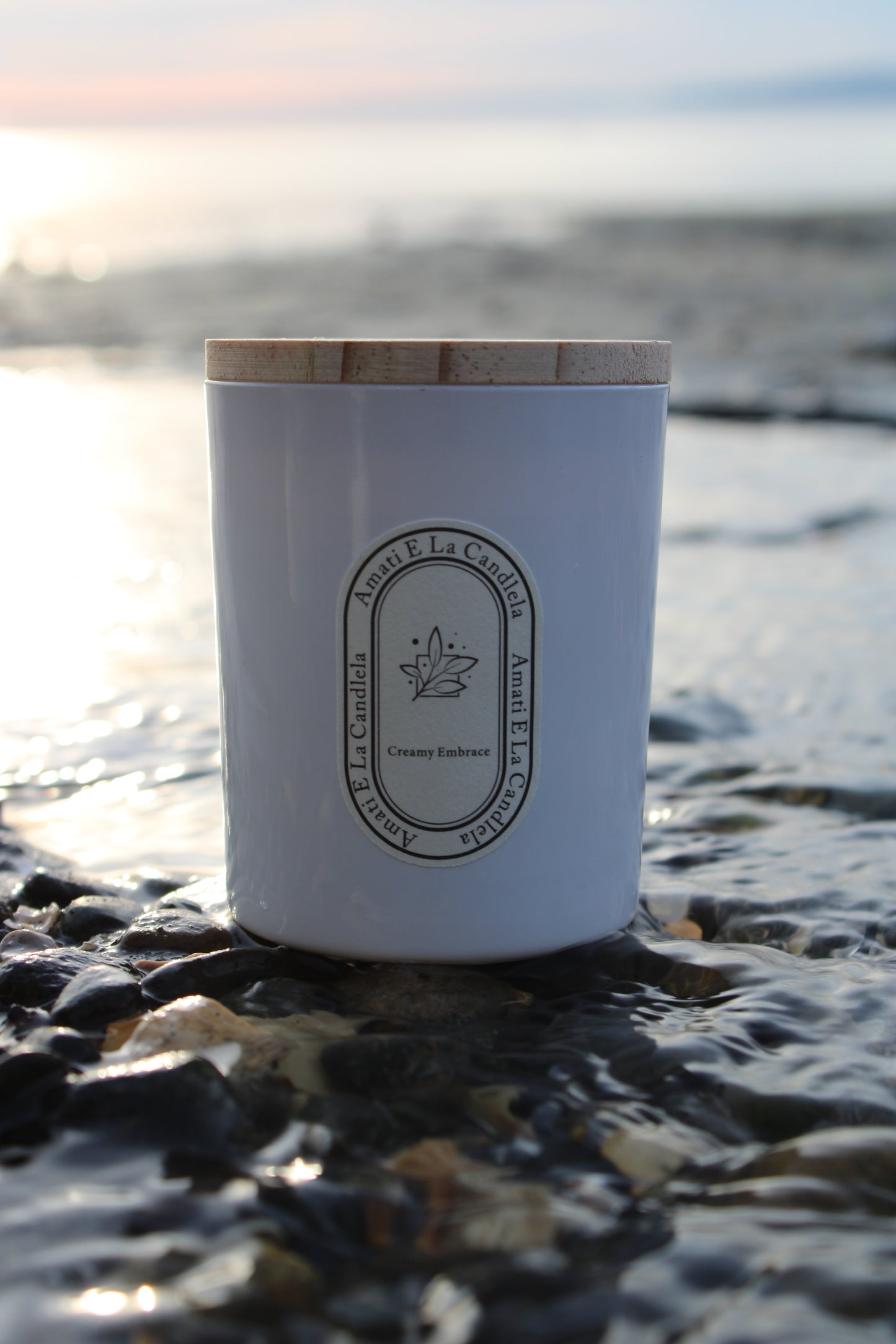 Creamy Embrace Candle | Ceramic Jar Candle |Wood Wick