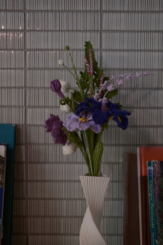 Elegant Purple Crochet Floral Arrangement